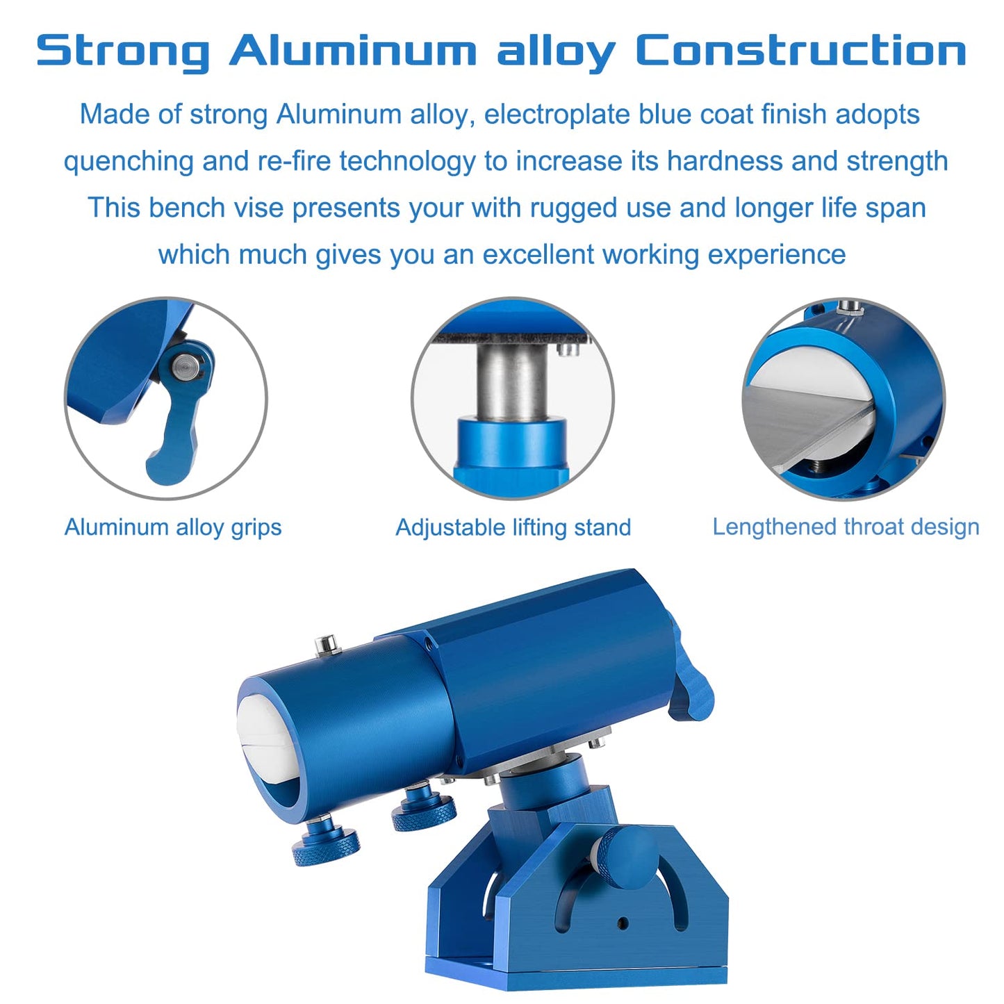 Sunluway-Three-Axis Blade Light Duty Workshop Knife Vise Tool, with 360-degree Swivel Base for Home or Industrial Craftsmen (Blue)