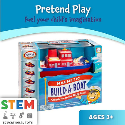 Popular Playthings Magnetic Build-a-Boat High Seas Play Set Waterproof Floating Bath Toddler Toys Gifts for Kids Ages 3 &amp Up - 10 Pieces