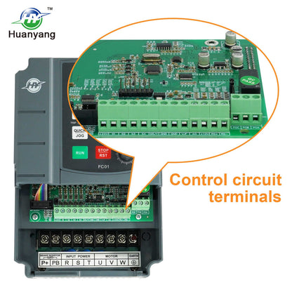 HUANYANG VFD Variable Frequency Drive,1 or 3 Phase Input, 3 Phase 0-400HZ Output, 4kW 5HP 220V 17A for Motor Speed Control,FC Series