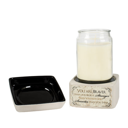 Elanze Designs You are Braver Stronger Smarter Electric 2 in 1 Jar Candle and Wax Oil Warmer