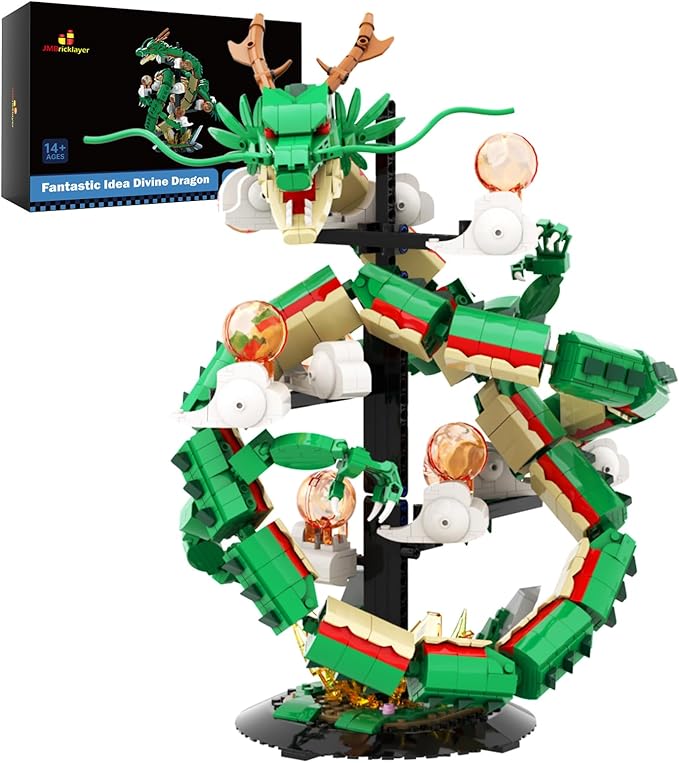 JMBricklayer Dragon Building Set for Adults 70134 Lighting Dinosaur Collectible Model to BuildIdeal Divine Dragon Building Blocks Model with Display Stand Christmas Birthday Gifts for Adult