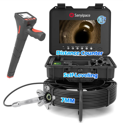 Sanyipace Sewer Camera with Pipe Locator, 7mm/0.28inch Cable, 512Hz, 10.1" IPS Screen, 32GB Card, 165FT/50M Borescope Inspection Camera, DVR with Speaker, for Drain Pipe Plumbing Inspection