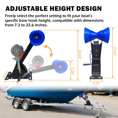 ZUIWAN 1200LB Boat Trailer Winch Stand with Galvanized Adjustable Mount Post & Roller - Fits 3" to 4" W x 4" H Trailer Tongue, Includes Ratchet Winch Kit