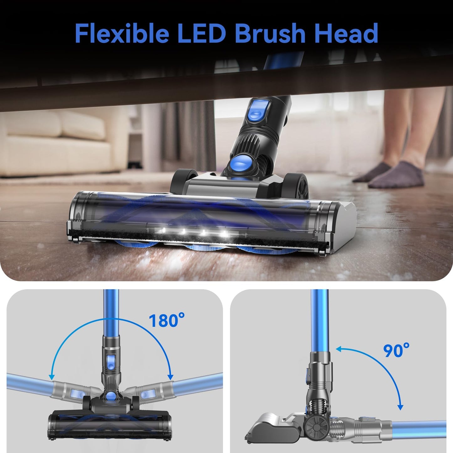 UML0 Cordless Vacuum Cleaner,8-in-1 Lightweight Stick Vacuum with Powerful Suction,Self-Standing,40 Mins Max Runtime,Rechargeable Vacuum Cleaners for Home,Hardwood Floor,Carpet,Pet Hair (Charcoal)