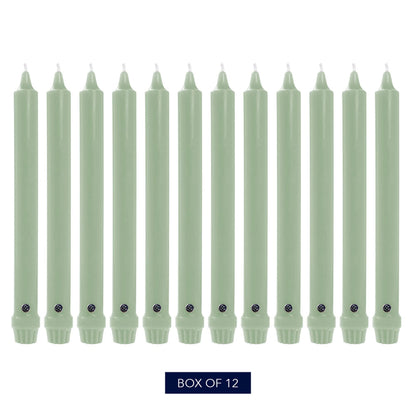 Colonial Candle Unscented Taper Candle, Classic Collection, Colonial Classic Green, 10 In, Pack of 12 - Up to 8 Hours Burn