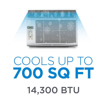 COMMERCIAL COOL 14,300 BTU Window Air Conditioner, Window AC with Full Function Remote Control and Electronic Thermostat, Air Conditioner Window Unit up to 700 Sq. Ft. with Energy Saver & Sleep Mode