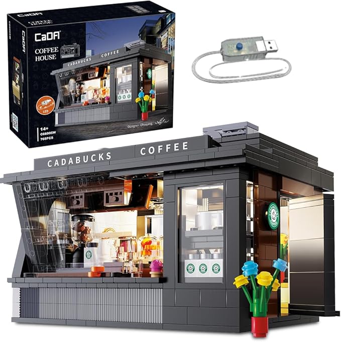 CaDA Master C66005W Japanese Coffee House Building SetMOC Construction Coffee Shop Modular Buildings with Lights768PCS City House Idea Collect Gift for Adults