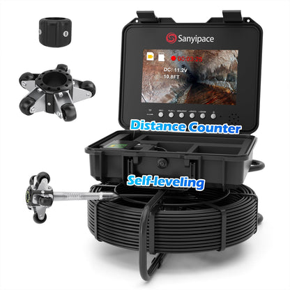 Sanyipace Sewer Inspection Camera 230FT/70M, Self-Leveling Drain Pipe Camera, Distance Counter, 5-Level Brightness, 1080P Plumbing Camera for Plumber, 32GB Card, 4500mAh Battery, 5mm/0.2-inch Cable