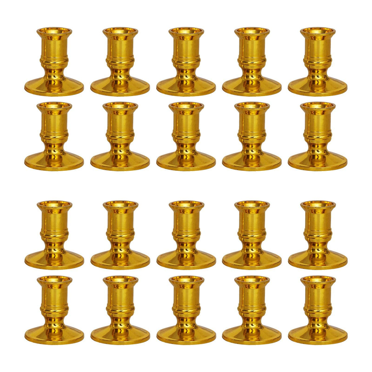 CALIDAKA 20pcs Taper Candle Holders - Gold/Silver Pillar Candle Stand for Table Centerpiece, Wedding, Party Festival Decor