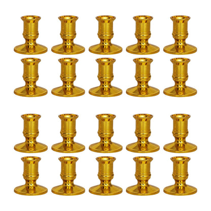 CALIDAKA 20pcs Taper Candle Holders - Gold/Silver Pillar Candle Stand for Table Centerpiece, Wedding, Party Festival Decor