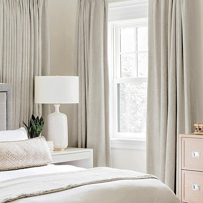 MIULEE 100% Blackout Linen Curtains - Thermal Insulated Grommet Drapes for Bedroom & Living Room | 52 x 96 Inch (2 Panels)