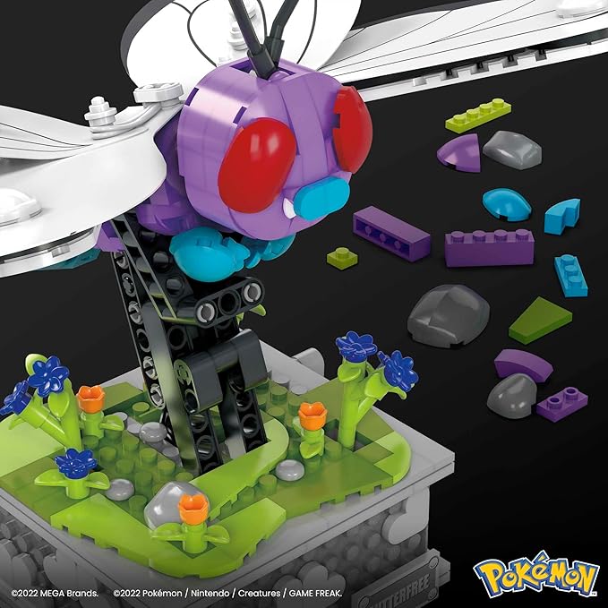 MEGA Pokémon Building Toys Set Motion Butterfree with 605 Pieces 7 Inches Tall Moving Wings Kids or Adult Collectible