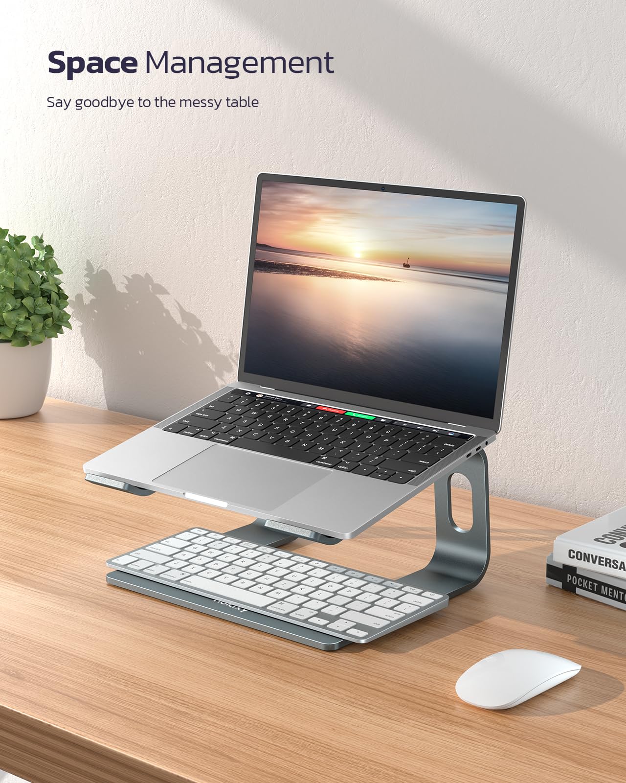 Nulaxy Fully Aluminum Laptop Stand, Detachable Ergonomic Laptop Holder Mount Computer Riser for Desk, Notebook Stand Compatible with MacBook, Dell XPS, All 10-16" Laptops - Gray
