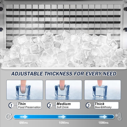 SOZT® Commercial Ice Maker Machine 450LBS/24H, Stainless Steel Under Counter Ice Machine with 200LBS Storage Bin, Self-Cleaning Freestanding Ice Cube Maker for Restaurant, Bar, Home, Office