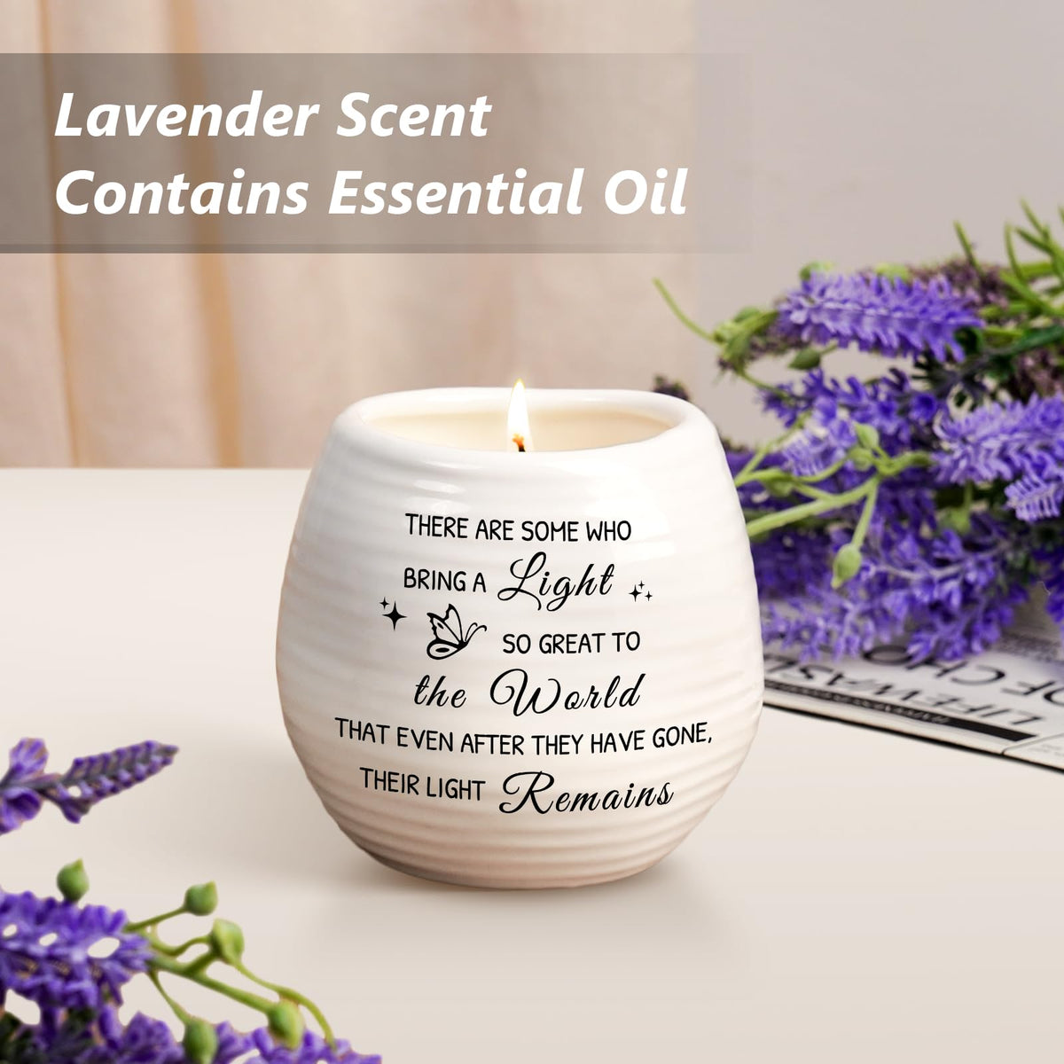Sympathy Gift for Loss of Loved One,10 Oz Memory Candle for Loss of Loved One, Celebration of Life Decorations Memorial Gifts Bereavement Gift for Loss of Dad Mom,Sympathy Candles in Handmade Jar