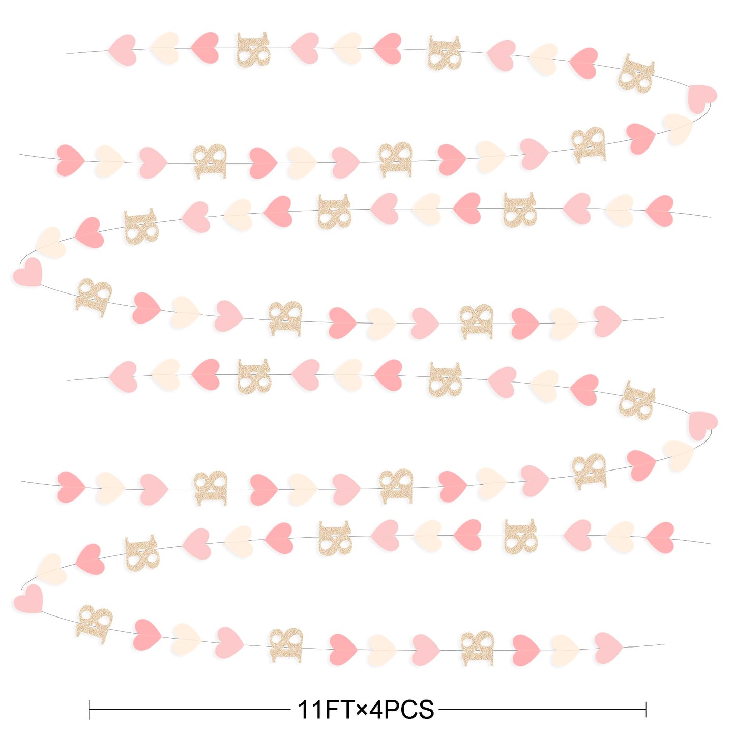 Champagne Gold Pink 18th Birthday Decorations Champagne Gold Dusty Pink Heart Garland Streamer Banner Backdrop for Girls Happy 18th Birthday Time to Adult Cheers to 18 Years Old Party Supplies