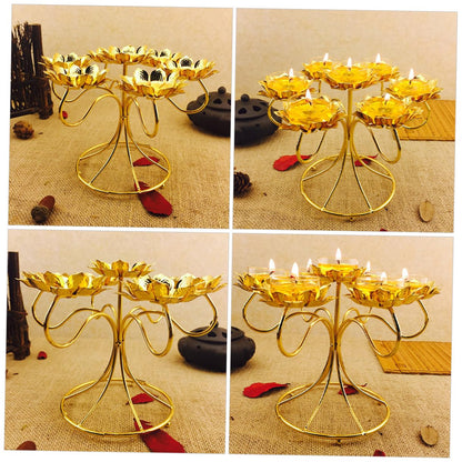 IDEANATEGRATE Golden Alloy Lotus Shape Metal Tealight Candle Holder, Heat-Resistant and Not Easy to Break, for Bedroom and Living Room Furniture Decoration
