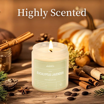 Eucalyptus Lavender Candle for Home Scented| Natural Soy Non Toxic Candles| Long Clean Burning Aromatheraphy Jar Candel| Women,Men Gift for Autumn,Winter, Halloween,Thanksgiving,Relaxing| 9oz
