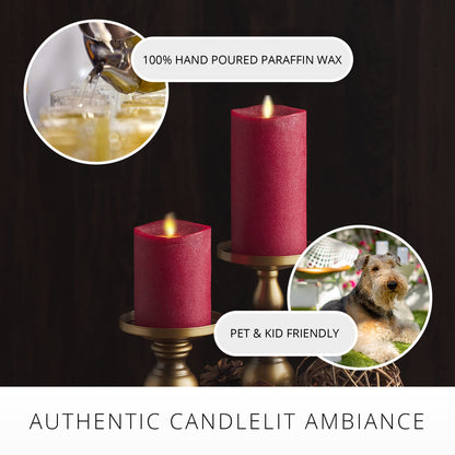 Luminara - Flameless LED Battery Operated Flickering Pillar Candles - Red - Pack of 1-3x4.5 - Realistic Moving Flame Real Wax Indoor/Outdoor Decor