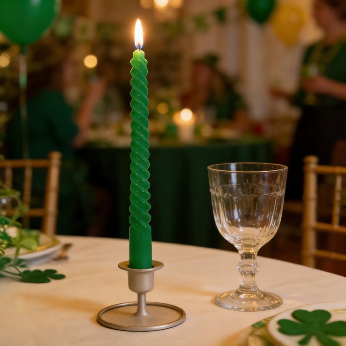 Topsics Taper Candles, Spiral Twisted Taper Candles Set of 4, Unscented Taper Candlesticks 10 inch Tall, Home Decor Kitchen Decor Wedding Decorations (Green)