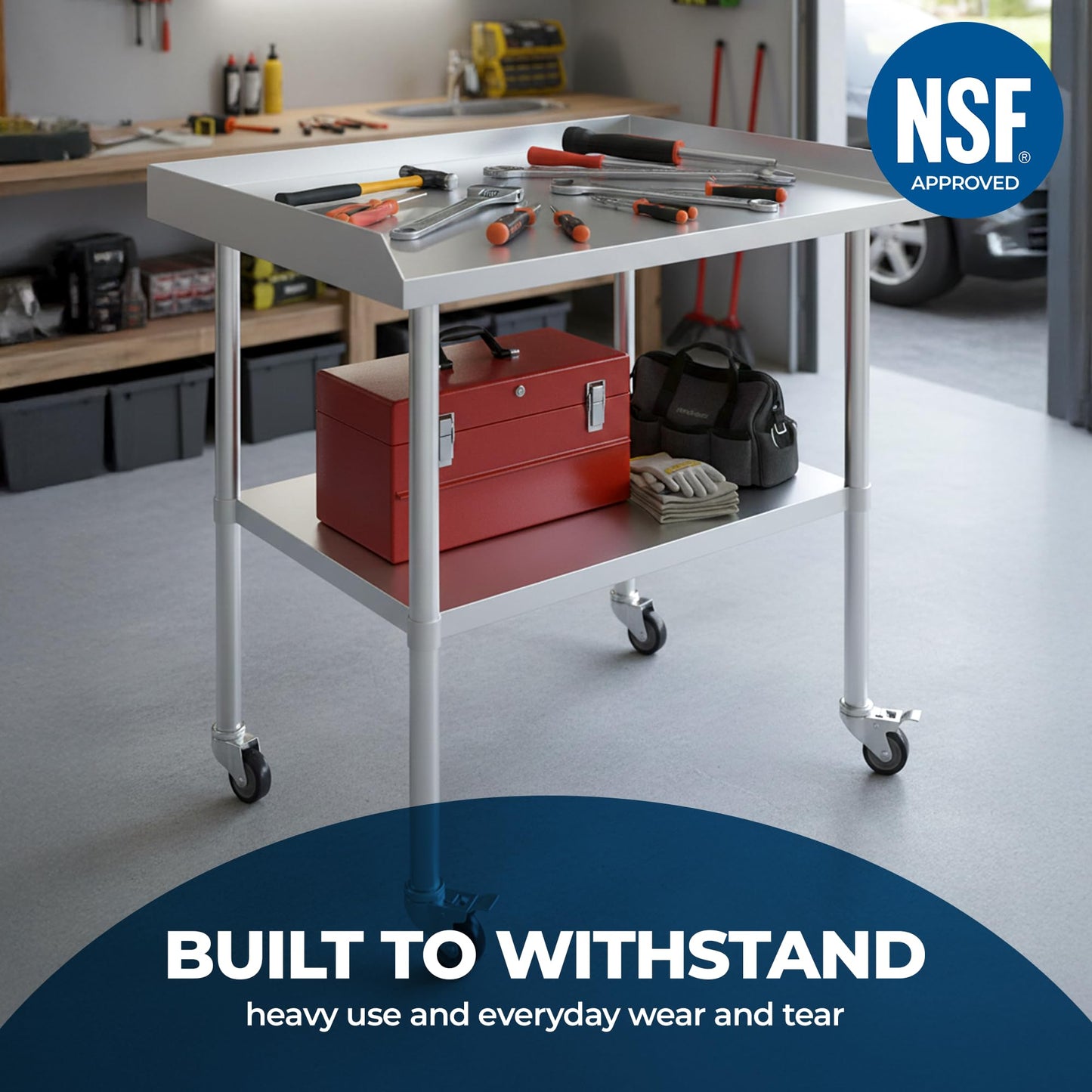 Stainless Steel Rolling Working Equipment Grill Table Stand 30 x 48 with Wheels