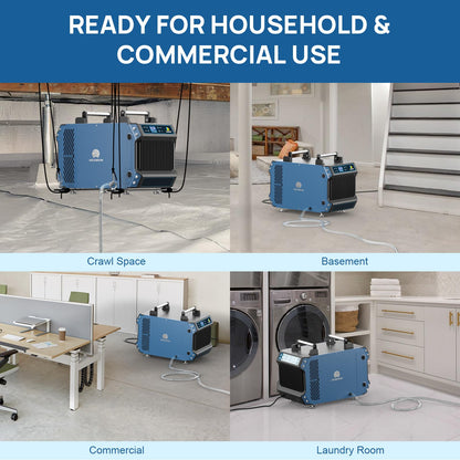 ARGENDON 145 Pint Crawl Spaces Dehumidifier with Pump, Commercial Dehumidifier with Drain Hose for Basement, Auto Defrost, Compact, Large Spaces up to 1800 Sq.Ft, 5 Years Limited Warranty