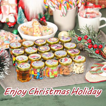 Syntic 60 Pcs Small Glass Containers with Airtight Lids, 1.5 oz Mini Honey Jars for Wedding Favor, Baby Shower, Small Hexagon Candle Jars for Making Candles, Body Butter, Jam, Spices, Herbs, DIY Gift