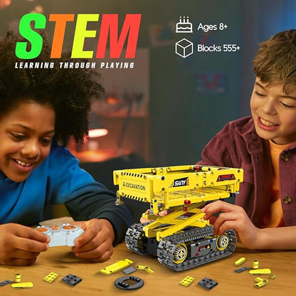 aukfa Excavator Robot Building Toys for Boys STEM Projects for Kids Ages 8-12 Remote &amp APP Control Stem Kits Learning Educational Building Kit Dinosaur Robot Toy Gifts for Boys Girls (555 Pieces