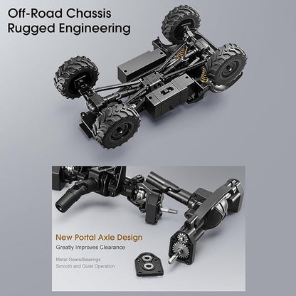RC Truck 1/18 RC Semi-Trucks MN-333 Unimog Off-Road Rock Crawler 4WD Remove Control Truck RTR Transport Car Alloy Model for Modification Enthusiasts Gifts (Silver)
