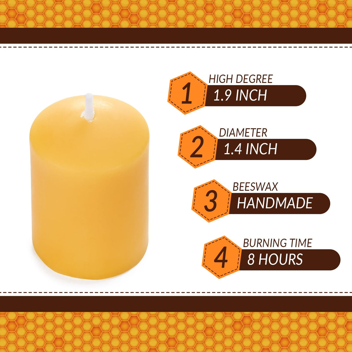 Beeswax Votive Candles-6 Pack Natural Small Votives Set for Home Room Decor Party Wedding Spa Gift