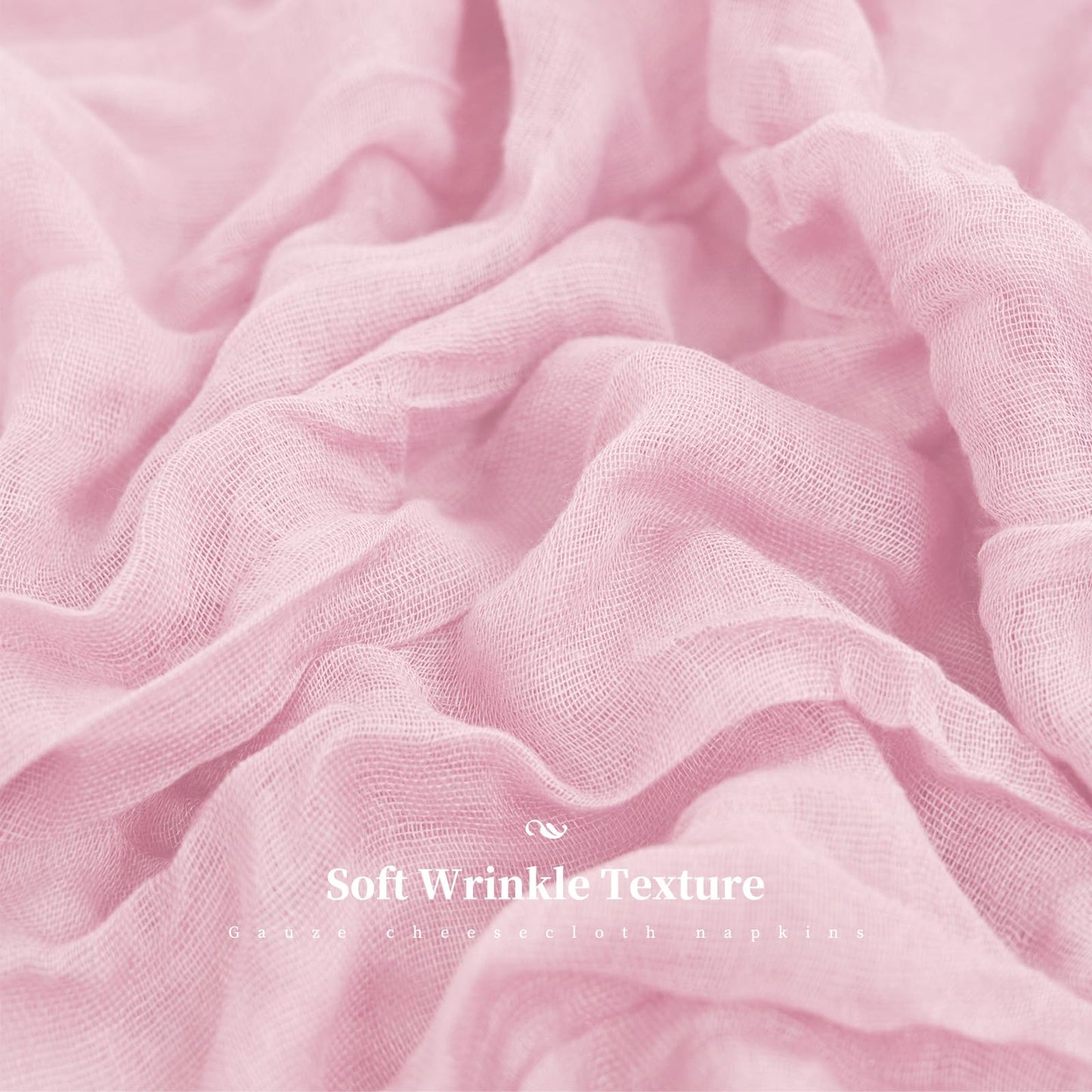 96 Pcs Light Pink Gauze Cheesecloth Napkins, 20 x 20 Inch Wrinkled Rustic Boho Dinner Napkins for Wedding,Dinner,Family Everyday Use/Parties