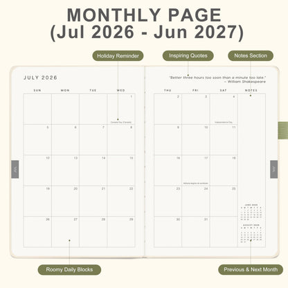 And Per Se Academic Planner 2026-2027 – Weekly & Monthly Planner, July 2026 to June 2027, A5 Leather Hardcover with Inner Pocket – Student & Teacher Organizer, 5.7" x 8"(Botanical Floral)