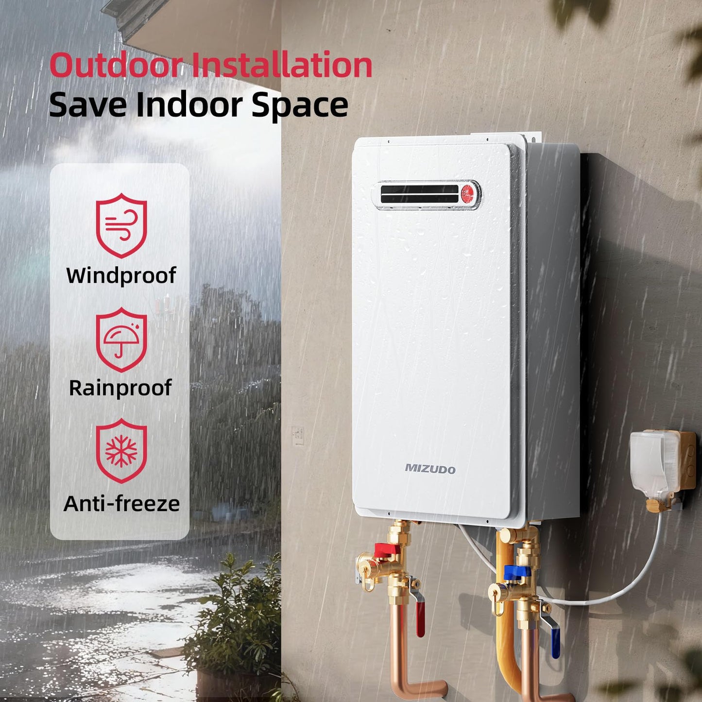 MIZUDO 180,000 BTU Propane Gas Tankless Water Heater, Outdoor Installation Up to 8.1 GPM, CSA Certified Instant Hot Water Heater for Residential Whole House, GEN 3
