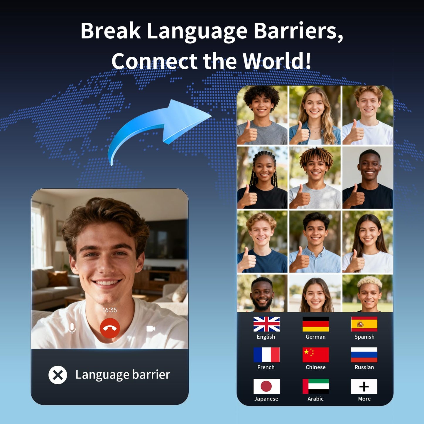 bluemaison Real-Time Translation Earbuds, 198+ Languages Two-Way Translating, Audifonos Traductores Inglés Español, 4-in-1 Translator Headphones for Travel, Business & Learning - Space Grey