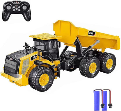 RC Dump Truck Remote Control Dump Truck 11 Channel with Lights/Sounds/2 Batteries for Adults RC Construction Vehicles Toys for Boys Kids 1:16 Scale RC Dump Truck Toys