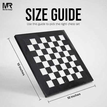 Marble Chess Set for Adults 10 Handmade Black &amp White Board Game with 32 Chess Pieces 2 Extra Queens &amp Storage Box Luxury Travel Game Elegant for Home Decor