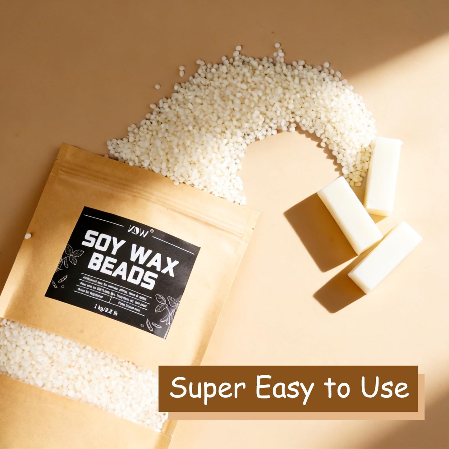 KDW Soy Wax Beads for Candle Making 2.2lb Bag Natural Premium Granular for DIY Candle Making Clean Burning Low Soot