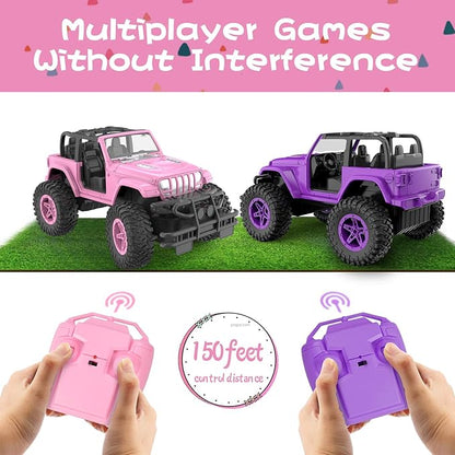 NQD RC Cars with DIY Sticker Pink Remote Control Car for Girls 2.4Ghz Jeep RC Trucks Little Girl Toys Birthday Xmas for 3 Years Old and Up