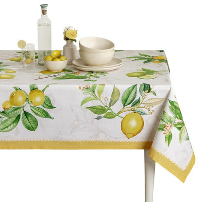 Maison d' Hermine Table Cloth Square Table 100% Cotton 60 x 60 Inches Tablecloth Reusable Decorative for Dining Kitchen Room Farmhouse Home Gifts for Mothers Day Spring Summer - Limoncello