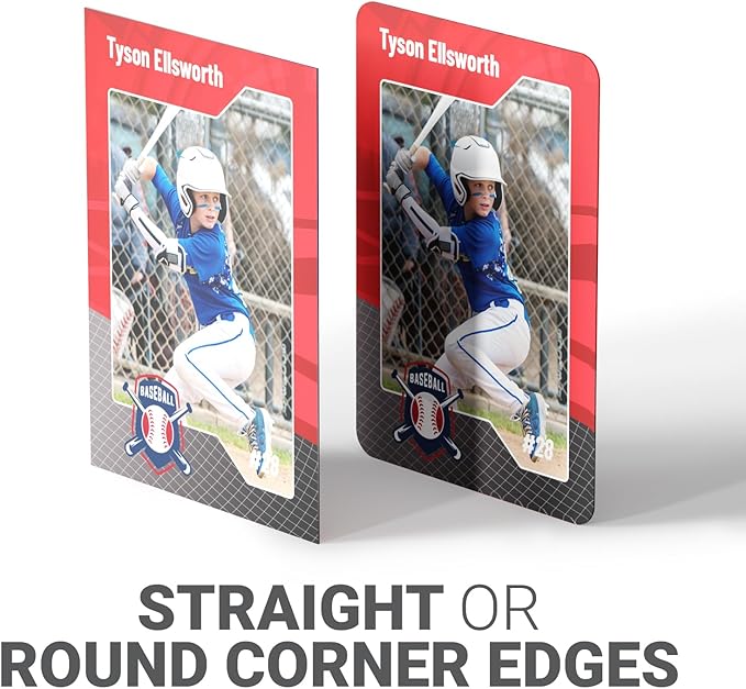 GotPrint Custom Collectors Cards | Add Your Photo Name Stats or Text | Personalized Design | Sports Teams | Baseball | Gaming | Gifts for Kids and Family Rounded Rectangle 2.5” x 3.5” 50 Qty
