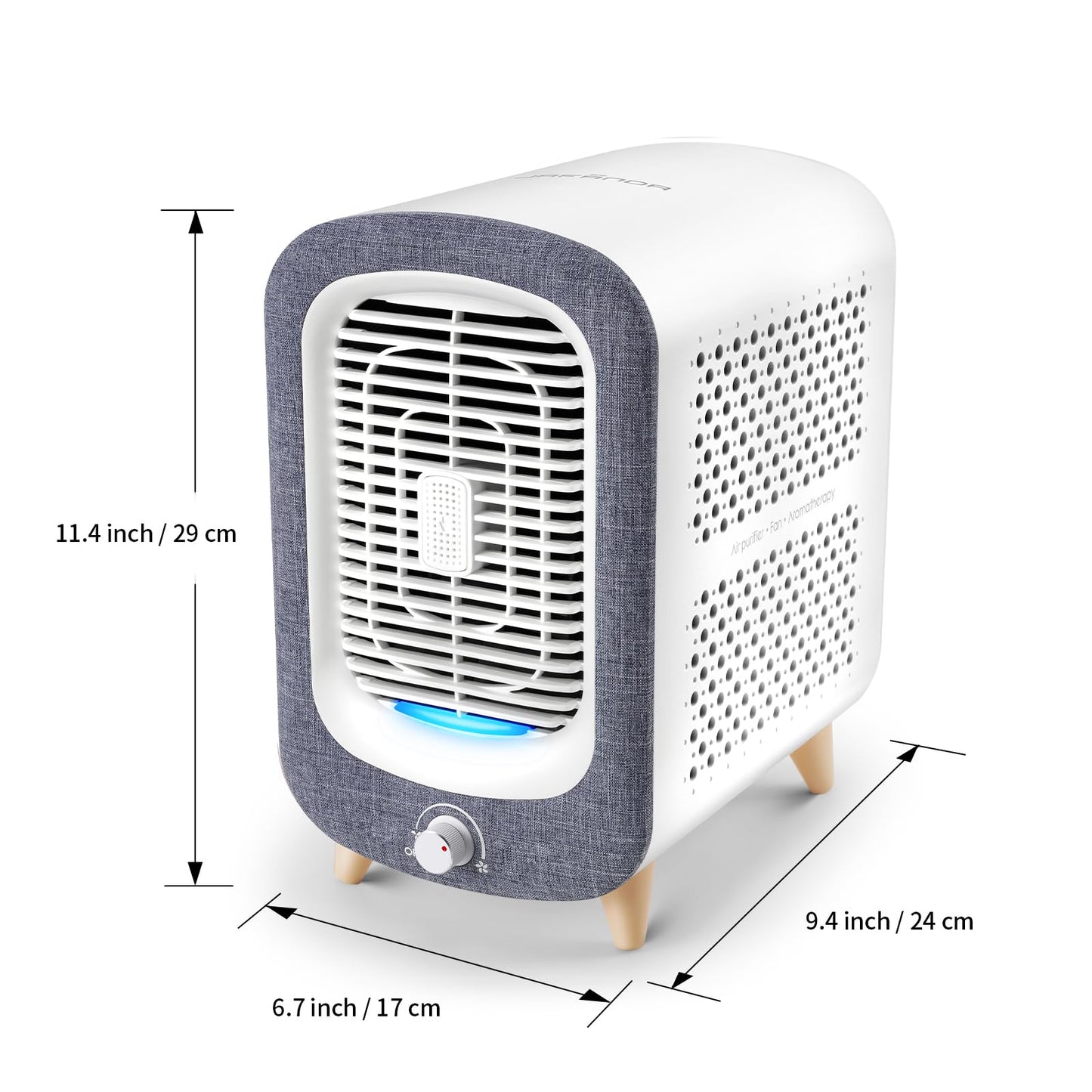 Jafanda Air Purifier for Home Bedroom 780sq ft, HEPA & Activated Carbon, Air Cleaner with Fragrance Sponge & Nightlight for Smoke, Allergies, Dust, Odor, VOC, Pet Dander, Pollen, Office, Desktop,Grey