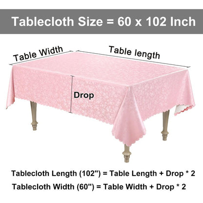 Smiry Rectangle Table Cloth, Waterproof Heavy Duty Vinyl Tablecloths, Wipeable Washable Table Cover for Kitchen and Dining Room (Pink, 60" X 102")