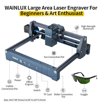 WAINLUX X2 Infrared Laser Engraver for Metal and Plastic, 1064nm 1000mW APP Control Laser Engraving Machine for Jewelry Makers, Small Business and DIY Projects, Class 1