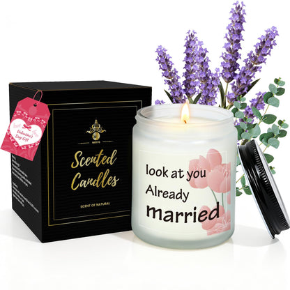 Lavender & Eucalyptus Scented Aromatherapy Candle - Natural Soy Wax, Long-Lasting, Ideal Newlywed Gift for Friend on Wedding/First Anniversary/Christmas