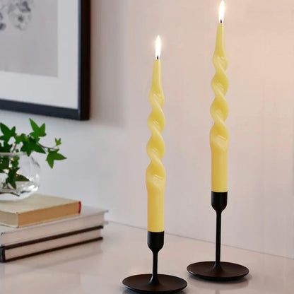 10 Inch Spiral Candles Set of 4 – Unscented Candle Stick, Yellow Handmade Tapered Candle Long Burning Twisted Candles for Wedding Dinner Table Home Decor