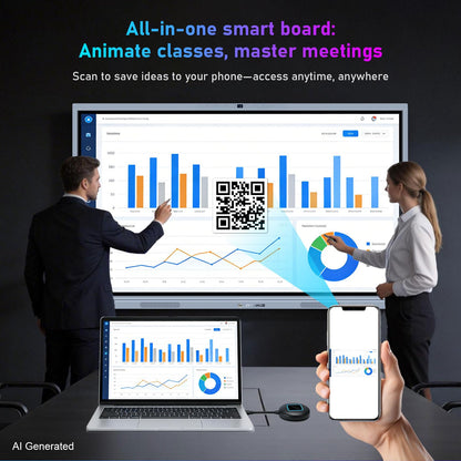 65 Inch Smart Board, 4K Electronic Whiteboard, Built in Dual System and 20MP Camera Digital White Board for Classroom and Business, Interactive Whiteboard with Video Conference System (Board Only)