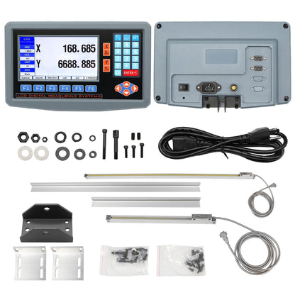 Jecoupoon 2-Axis Digital Display RPM Display Linear Scale Encoder DRO Kit 350mm+700mm for CNC Milling Machine Metal Lathe with Instruction Manual