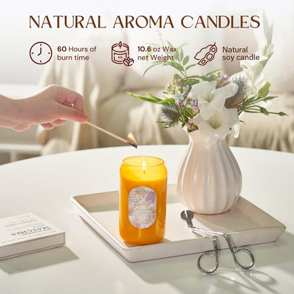M&SENSE Aromatherapy Yellow Soy Scented Candle - Sugared Lemon Zest Scent, 10.6 oz, 60-Hour Burn,Uplifting Stress Relief Candles Gift for Birthday,Valentine's Day,Mother Day