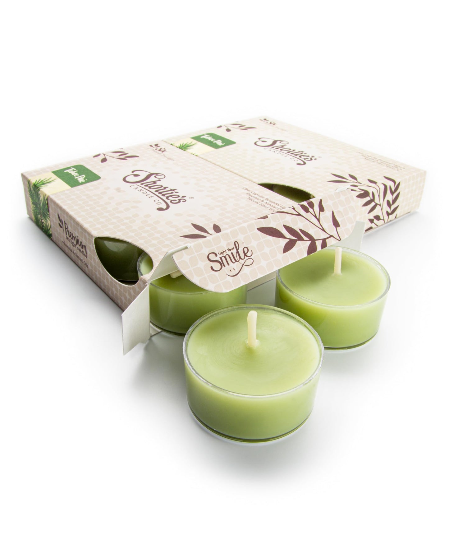 Tahoe Pine Premium Tealight Candles Multi Pack - Highly Scented with Essential & Natural Oils - 12 Green Tea Lights - Beautiful Candlelight - Made in the USA - Fresh & Clean Collection