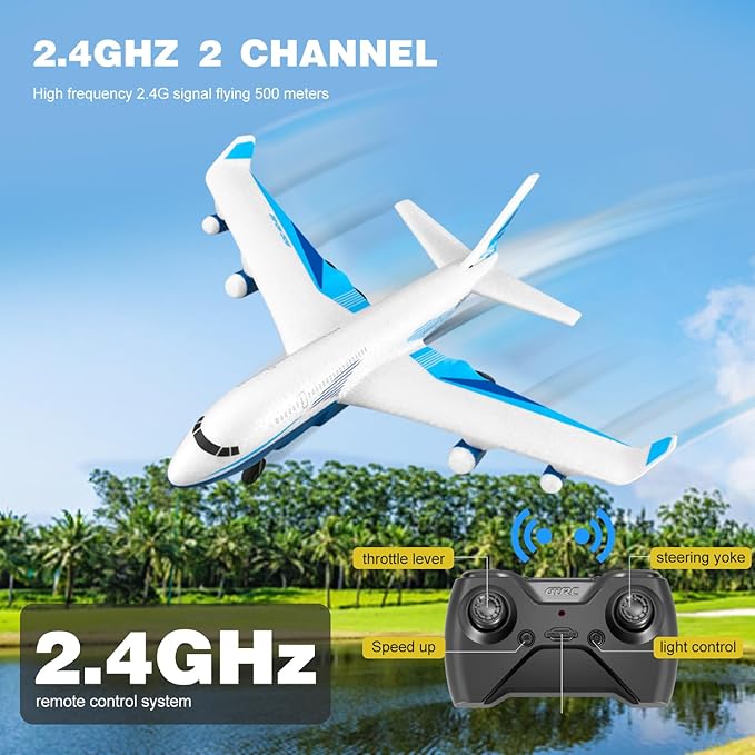 4DRC Remote Control Airplane for Kids Boys Adults G2 Remote Control Plane Jet for Beginners Adult Ready to Fly Airplane with One Key Aerobatic LED Light RC Plane for Kids 2 Battery
